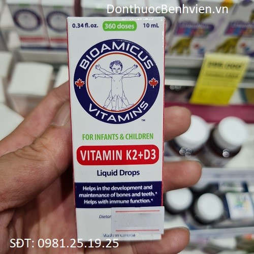 Dung dịch uống Bioamicus Vitamin K2 + D3 10ml