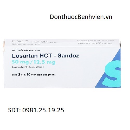 Viên uống Thuốc Losartan HCT Sandoz 50mg/12.5mg