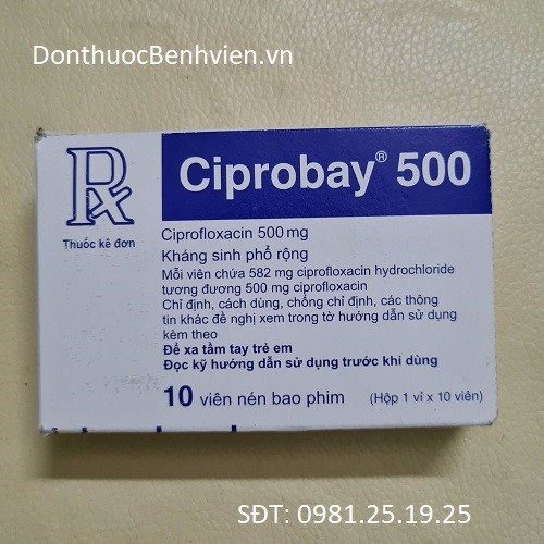 Viên nén bao phim Thuốc Ciprobay 500mg