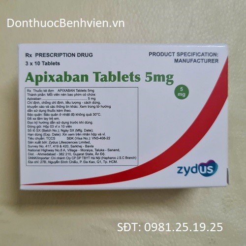 Viên nén bao phim Apixaban Tablets 5mg Zydus