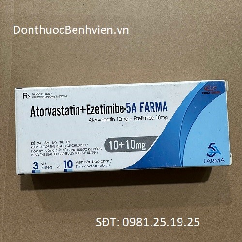 Thuốc Atorvastatin + Ezetimibe - 5A Farma 20mg/10mg