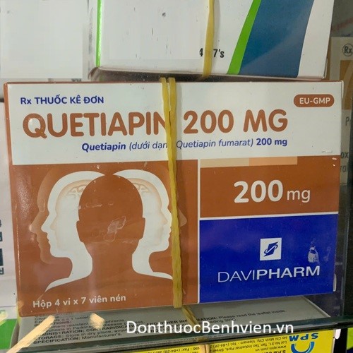 Viên nén Thuốc Quetiapin 200mg Davipharm