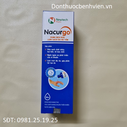 Nacurgo 125ml - Dung dịch rửa làm sạch da hư tổn